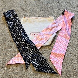 Coach Black and Pink Signature Pattern Scarves